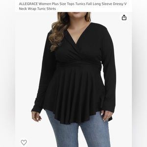Allegrace Long Sleeve V-Neck Wrap Tunic Shirt 2X NWT